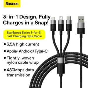 CABLU alimentare si date Baseus StarSpeed 1-for-3 - CAXS000001