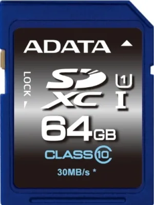 CARD SD ADATA 64 GB SDXC clasa 10 standard UHS-I U-ASDX64GUICL10-R