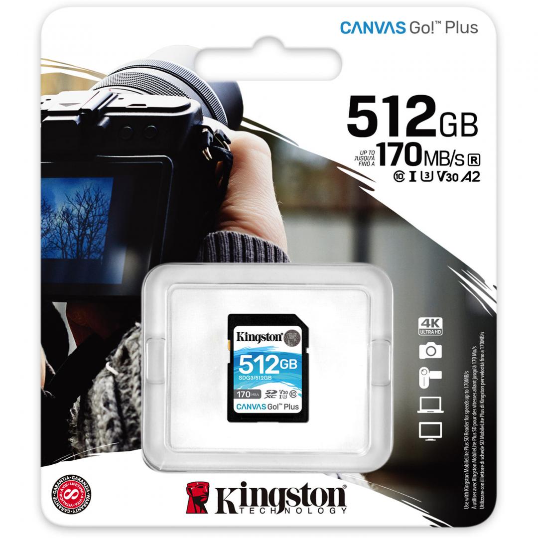 CARD SD KINGSTON 512 GB SDXC clasa 10 standard UHS-SDG3/512GB