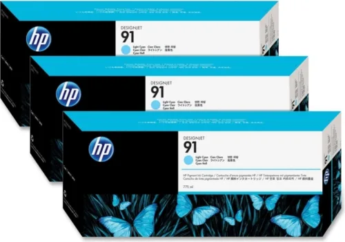 Tri-Pack Original HP Light Cyan 91  C9486A