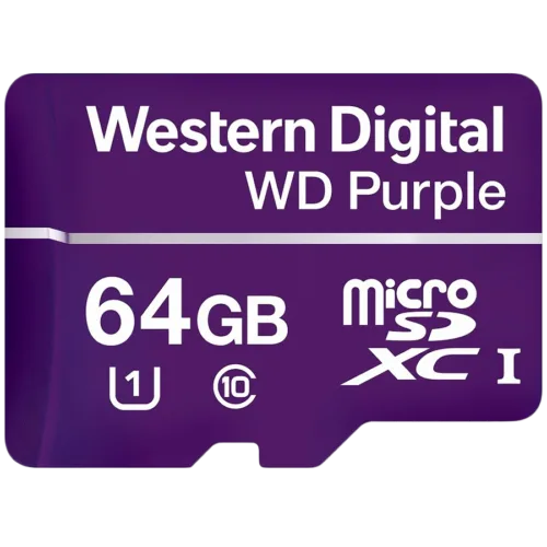 WD Purple 64GB Surveillance microSD XC Class - 10 -WDD064G1P0C