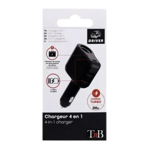 Incarcator auto TNB 4 in 1 cigarette lighter charger - black - ACGPUSBC