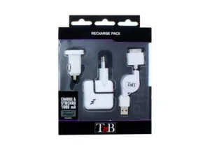 Incarcator auto TnB  3-IN-1 RECHARGE PACK FOR IPHONE - PKCHIPH1