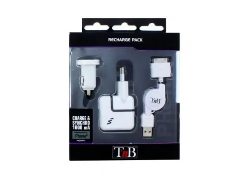 Incarcator auto TnB  3-IN-1 RECHARGE PACK FOR IPHONE - PKCHIPH1